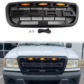 Ford Ranger 2004-2011 Raptor Parrilla delantera Radiador de entrada de aire Parrilla de repuesto negra con LED