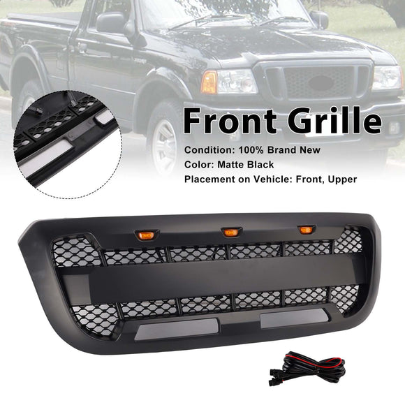 Pour Ford Ranger 2004-2011 calandre noire pare-chocs central avant Raptor Grill + lumière LED