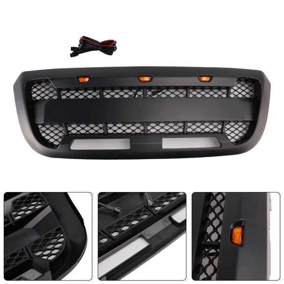 Pour Ford Ranger 2004-2011 calandre noire pare-chocs central avant Raptor Grill + lumière LED