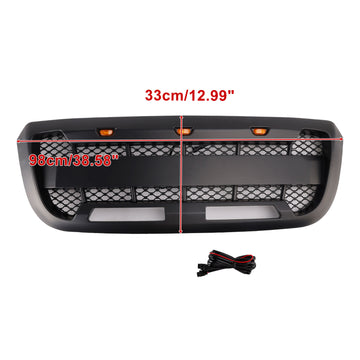 For Ford Ranger 2004-2011 Black Grille Front Center Bumper Grill + LED Light - 0