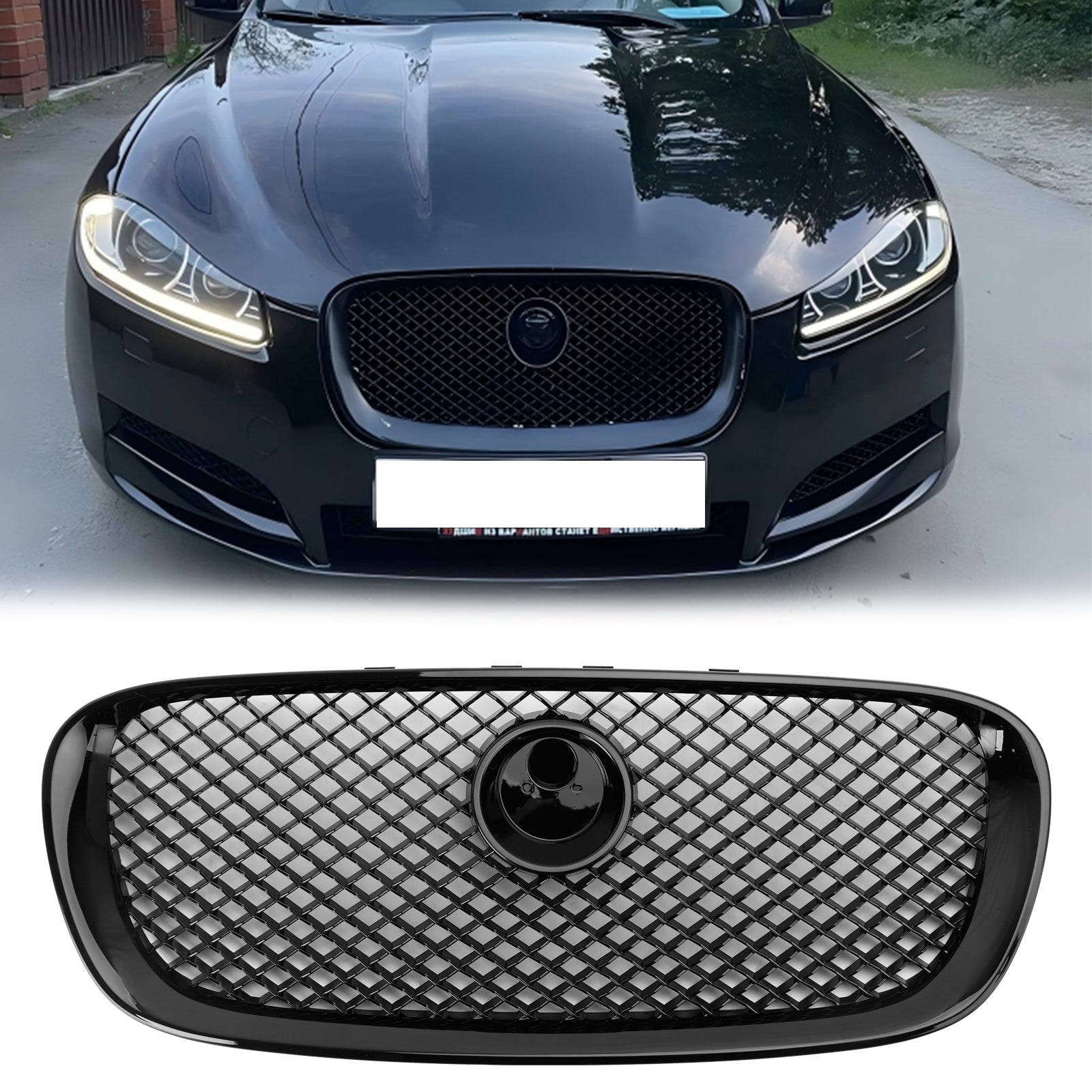 Jaguar XF Front Black Grille 2008 2009 2010 2011 XF-R Style Mesh Air Intake Radiator Grill