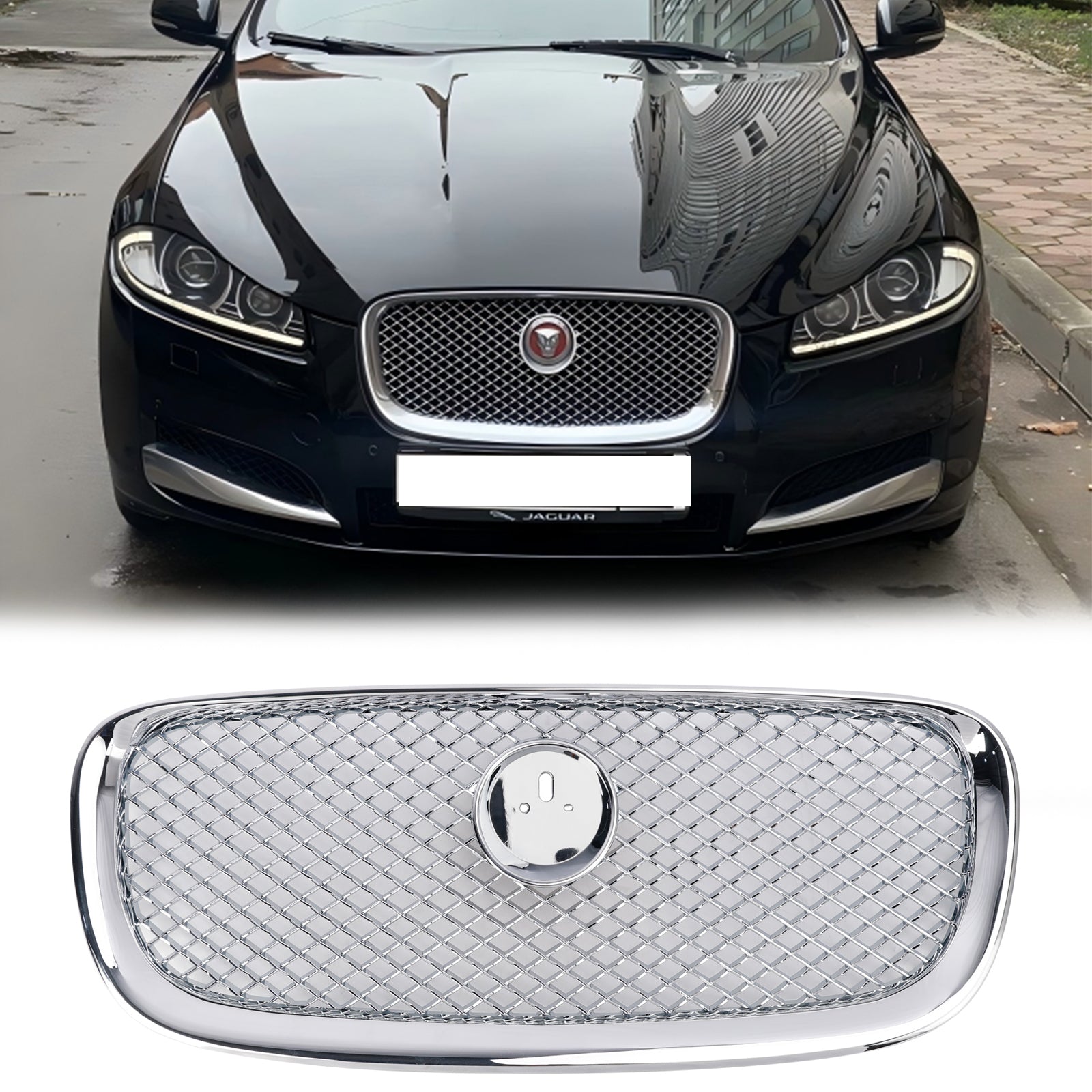 2012-2015 Jaguar XF XF-R Style Grille Front Bumper Replacement Chrome Grille