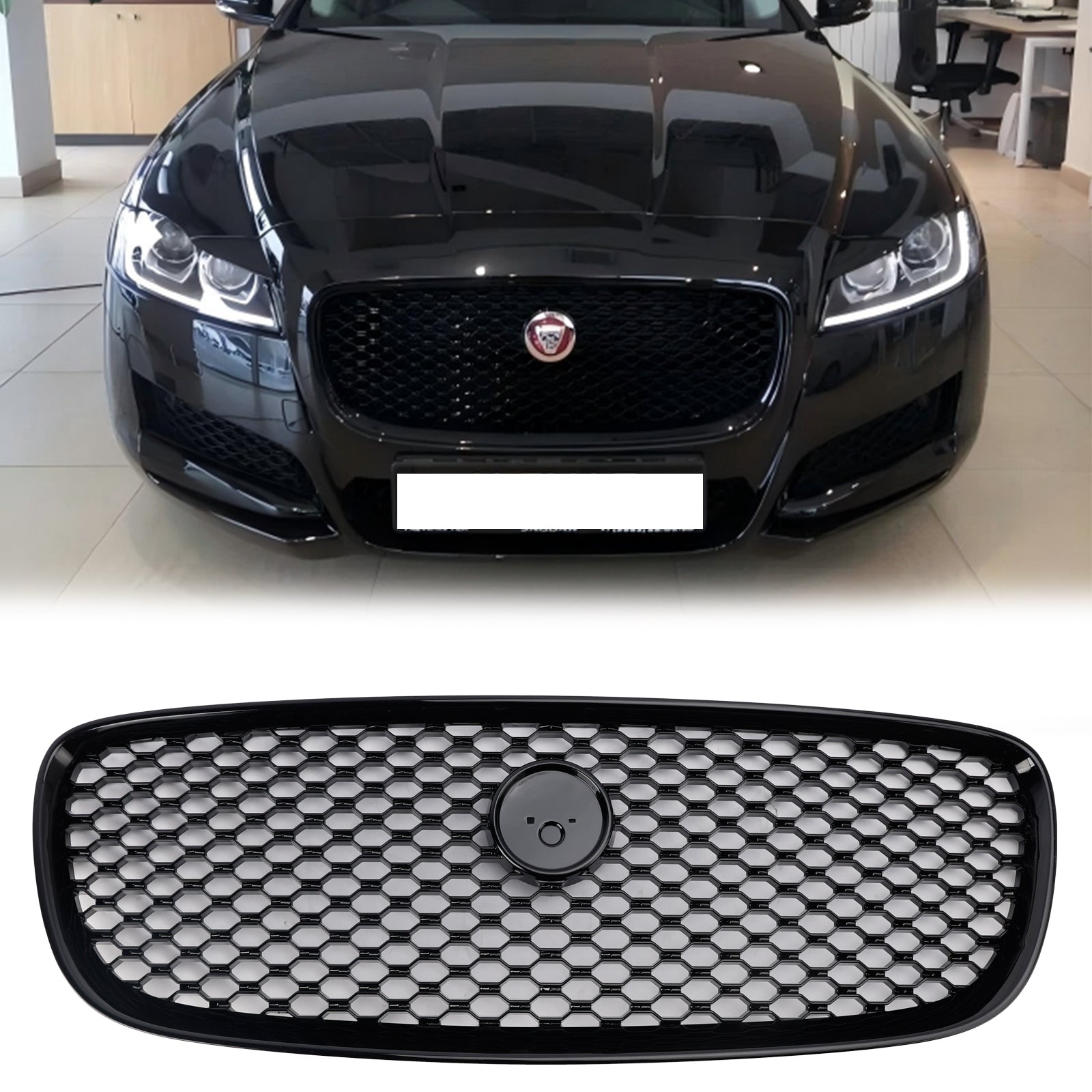 Jaguar XF 2016-2019 XF-R Style Grille Front Bumper Gloss Black Replacement Grill