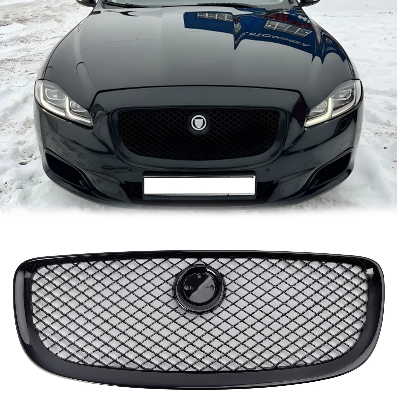 Jaguar XJ Front Bumper Grill 2010 2011 2012 2013 2014 2015 Air Intake Radiator Mesh Chrome / Black Grille