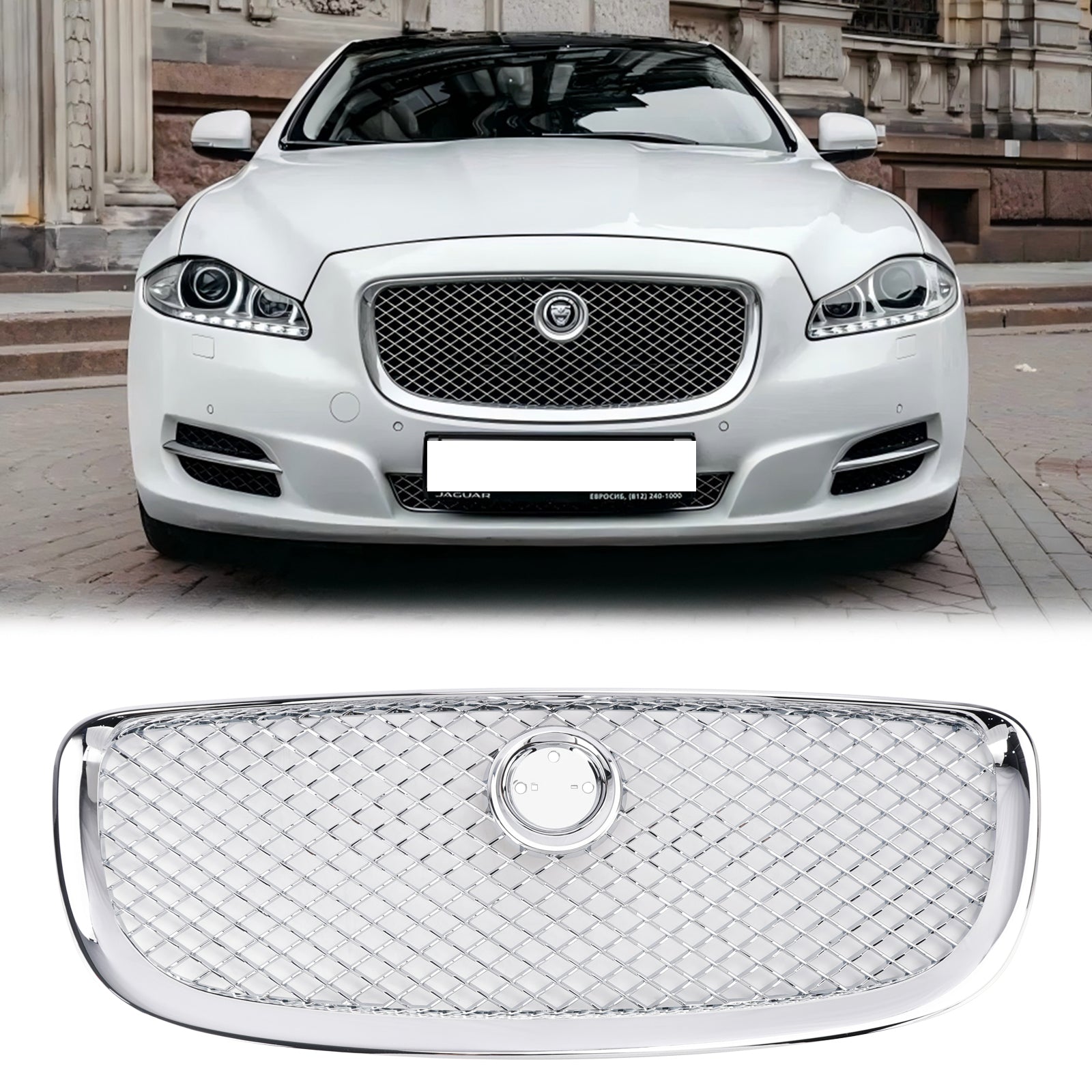 Grille de pare-chocs avant Jaguar XJ 2010 2011 2012 2013 2014 2015 Grille de radiateur d'admission d'air Grille chromée / noire