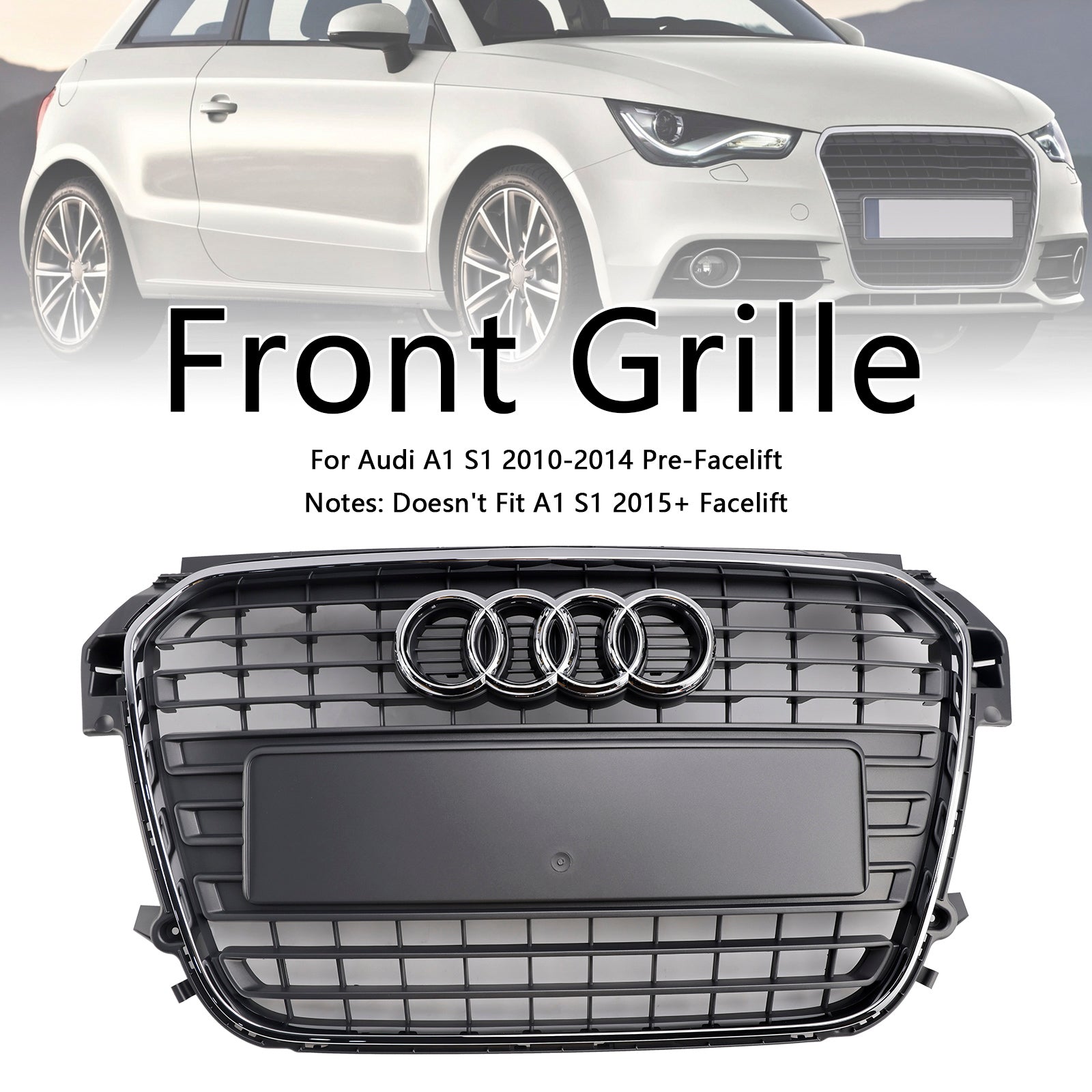 Audi A1 / S1 / A1 S-Line 2010-2014 Grille de pare-chocs avant de remplacement Grille à lamelles en maille chromée