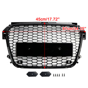 Parrilla estilo Audi A1 /A1 Sline RS 2010-2015, parachoques delantero negro brillante, parrilla deportiva de malla tipo panal - 0