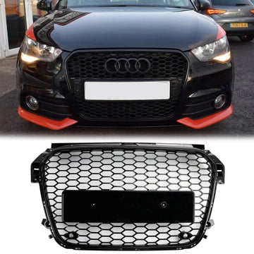 Audi A1/A1 Sline 2010-2015 Griglia anteriore a nido d'ape Paraurti superiore Maglia stile RS Griglia nera