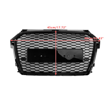 2014-2019 Audi A1 / S1 8X RS Style Grille Front Bumper Honeycomb Mesh Glossy Black Grille - 0