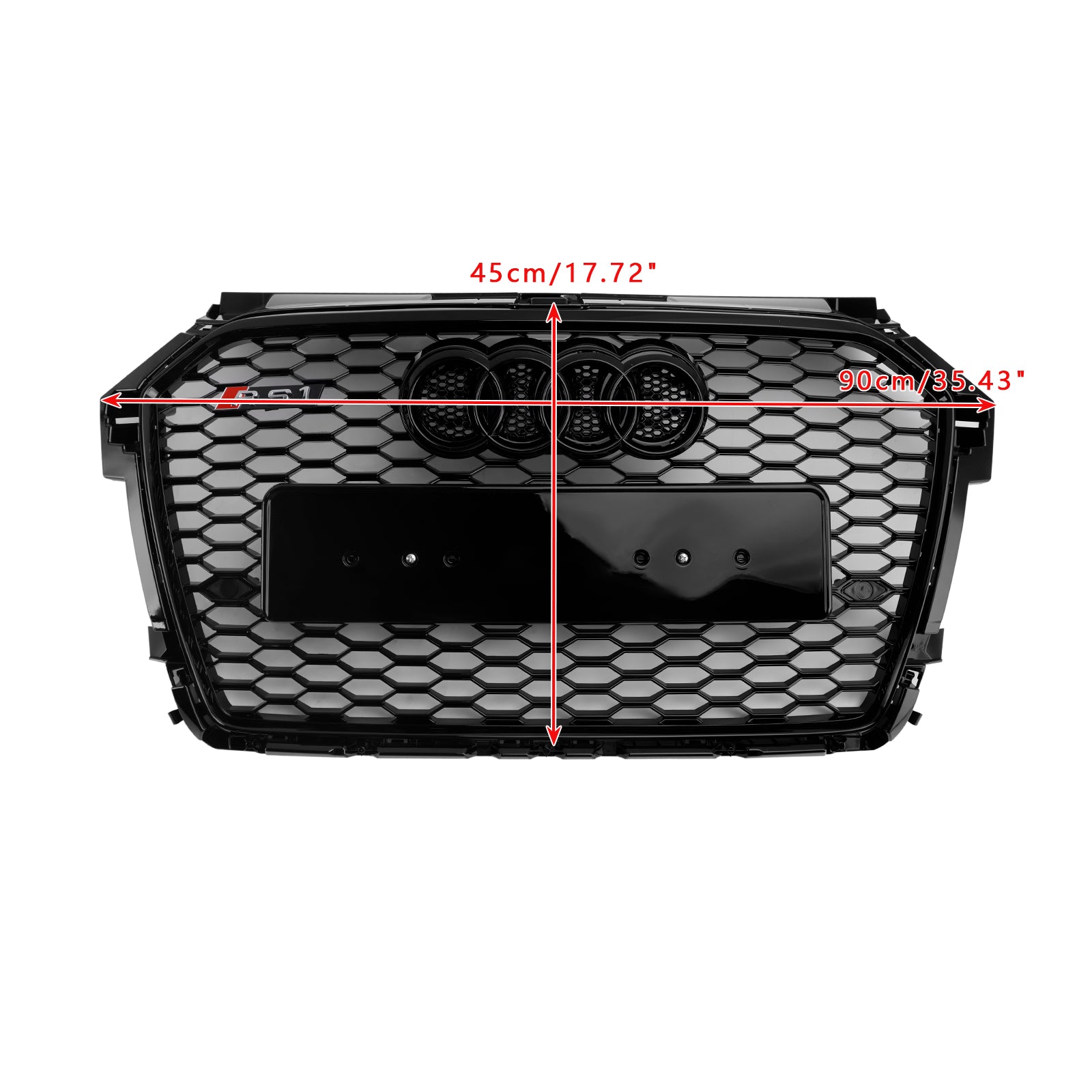 Grille de pare-chocs avant en nid d'abeille pour Audi A1 / S1 8X RS 2016-2019 Grille noire brillante