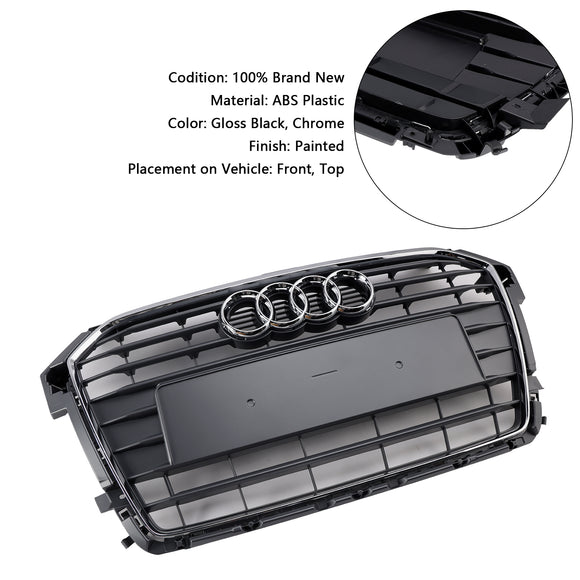 2014-2019 Audi A1/A1 Sline/S1 Calandre avant Pare-chocs avant Grille à lattes chromées avec emblème en anneau