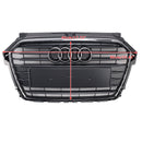 2014-2019 Audi A1/A1 Sline/S1 Calandre avant Pare-chocs avant Grille à lattes chromées avec emblème en anneau-2