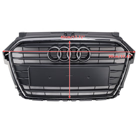 2014-2019 Audi A1/A1 Sline/S1 Frontgrill Frontstoßstange Chrom-Lamellengrill mit Ringemblem - 0