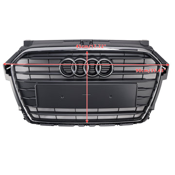 Parrilla delantera para Audi A1/A1 Sline/S1 2014-2019, parachoques delantero, parrilla cromada con emblema de anillo - 0