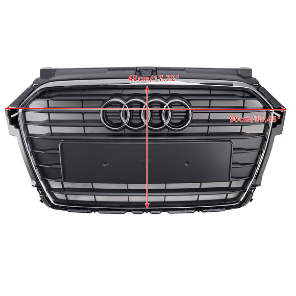 2014-2019 Audi A1/A1 Sline/S1 Calandre avant Pare-chocs avant Grille à lattes chromées avec emblème en anneau