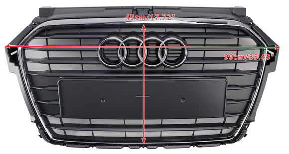 Audi A1/A1 Sline/S1 8X 2014 2015 2016 2017 2018 2019 Rejilla delantera tipo panal/listones Radiador de entrada de aire Parrilla RS negra con anillos Audi