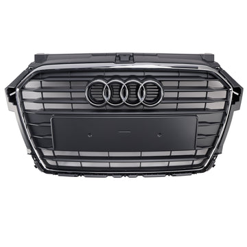Parrilla delantera para Audi A1/A1 Sline/S1 2014-2019, parachoques delantero, parrilla cromada con emblema de anillo