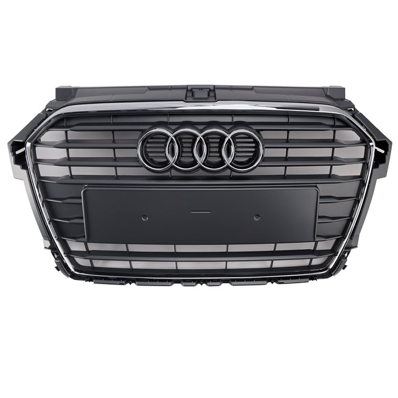 2014-2019 Audi A1/A1 Sline/S1 Calandre avant Pare-chocs avant Grille à lattes chromées avec emblème en anneau