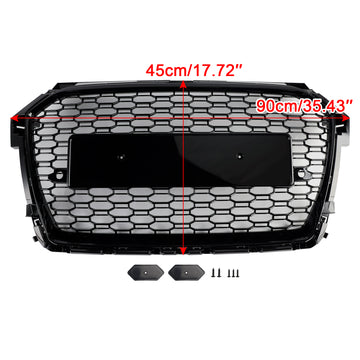Audi A1/S1 8X 2014-2019 Griglia anteriore a nido d'ape Maglia paraurti superiore nera Griglia radiatore stile RS - 0