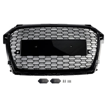 Audi A1/S1 8X 2014-2019 Griglia anteriore a nido d'ape Maglia paraurti superiore nera Griglia radiatore stile RS