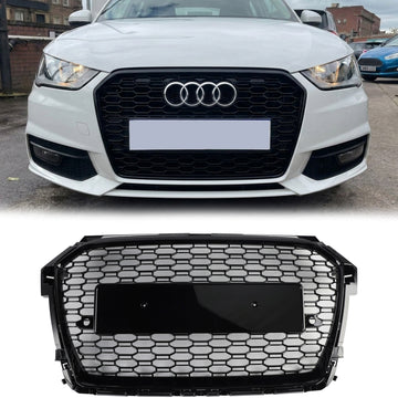 Audi A1 / S1 8X 2014-2019 Honeycomb Front Grill Black Upper Bumper Mesh RS Style Radiator Grille