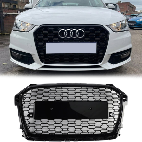 Audi A1 / S1 8X 2014-2019 Honeycomb Front Grill Black Upper Bumper Mesh RS Style Radiator Grille