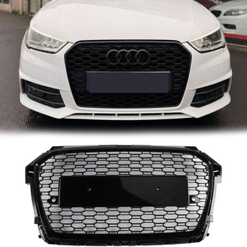 2014-2019 Audi A1 / S1 8X RS Style Grille Front Bumper Honeycomb Mesh Glossy Black Grille
