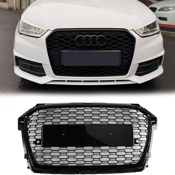 Audi A1 / S1 8X 2014-2019 Honeycomb Front Grill Black Upper Bumper Mesh RS Style Radiator Grille