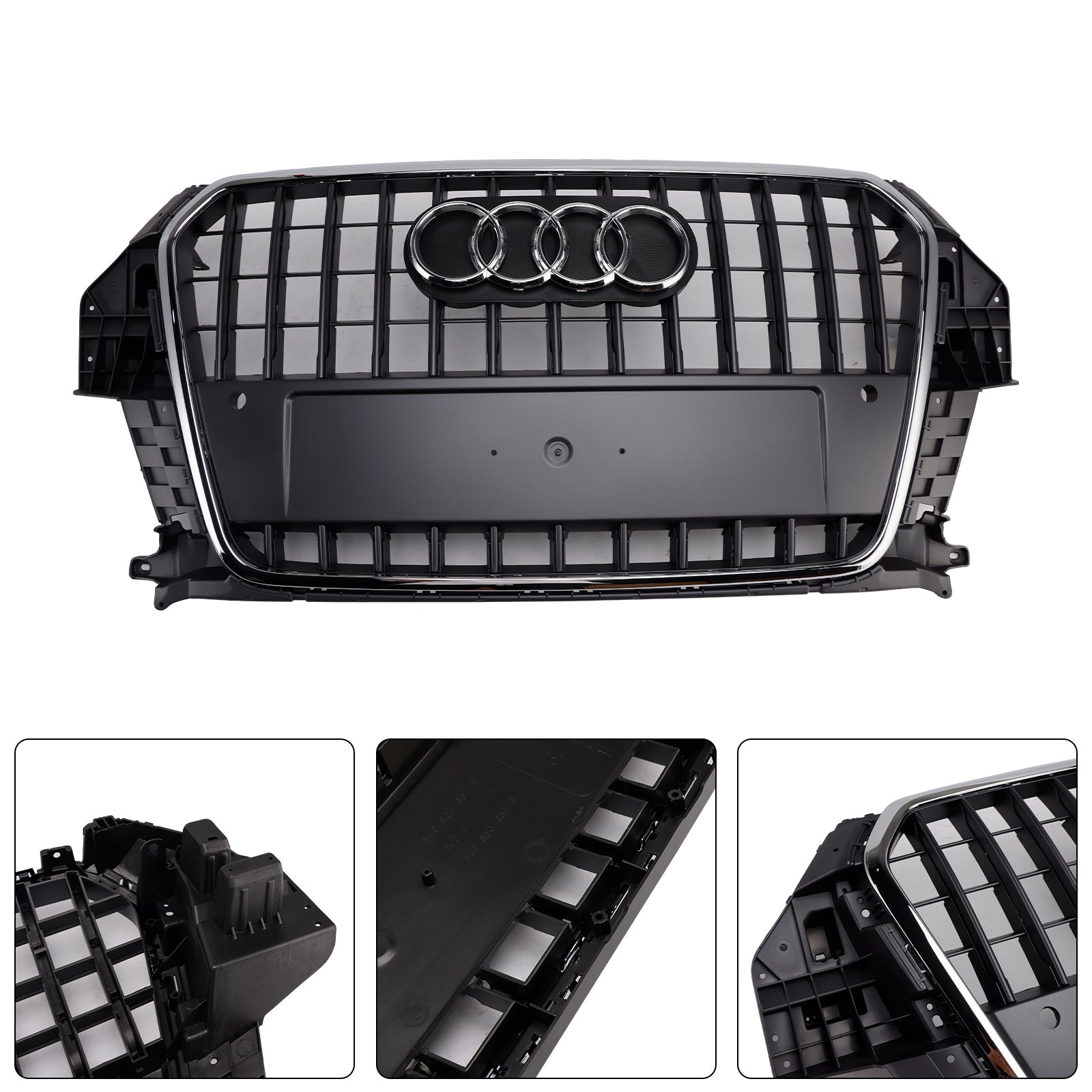 Audi Q3 2011-2015 Grille de remplacement de pare-chocs avant de calandre chromée grise