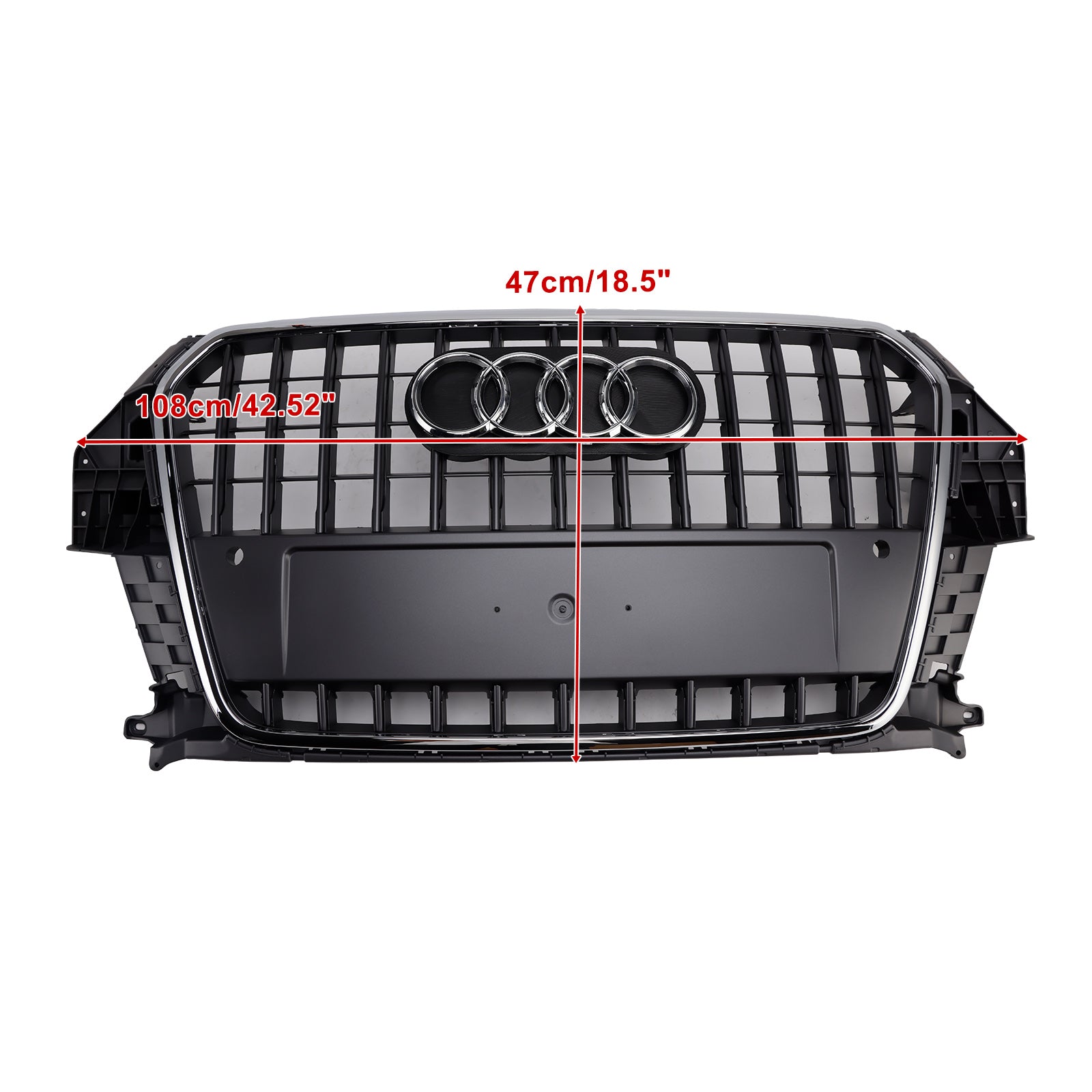 Audi Q3 2011-2015 Gray Chrome Grille Front Bumper Replacement Grille - 0