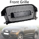 2011-2014 Audi Q3 RSQ3-stijl grille Glanzend zwarte voorbumper Honingraatgrille met ringembleem-3
