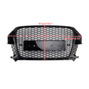 2011-2014 Audi Q3 RSQ3-stijl grille Glanzend zwarte voorbumper Honingraatgrille met ringembleem-2