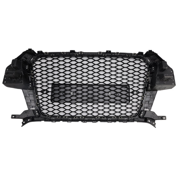 2011-2014 Audi Q3 RSQ3-stijl grille Glanzend zwarte voorbumper Honingraatgrille met ringembleem