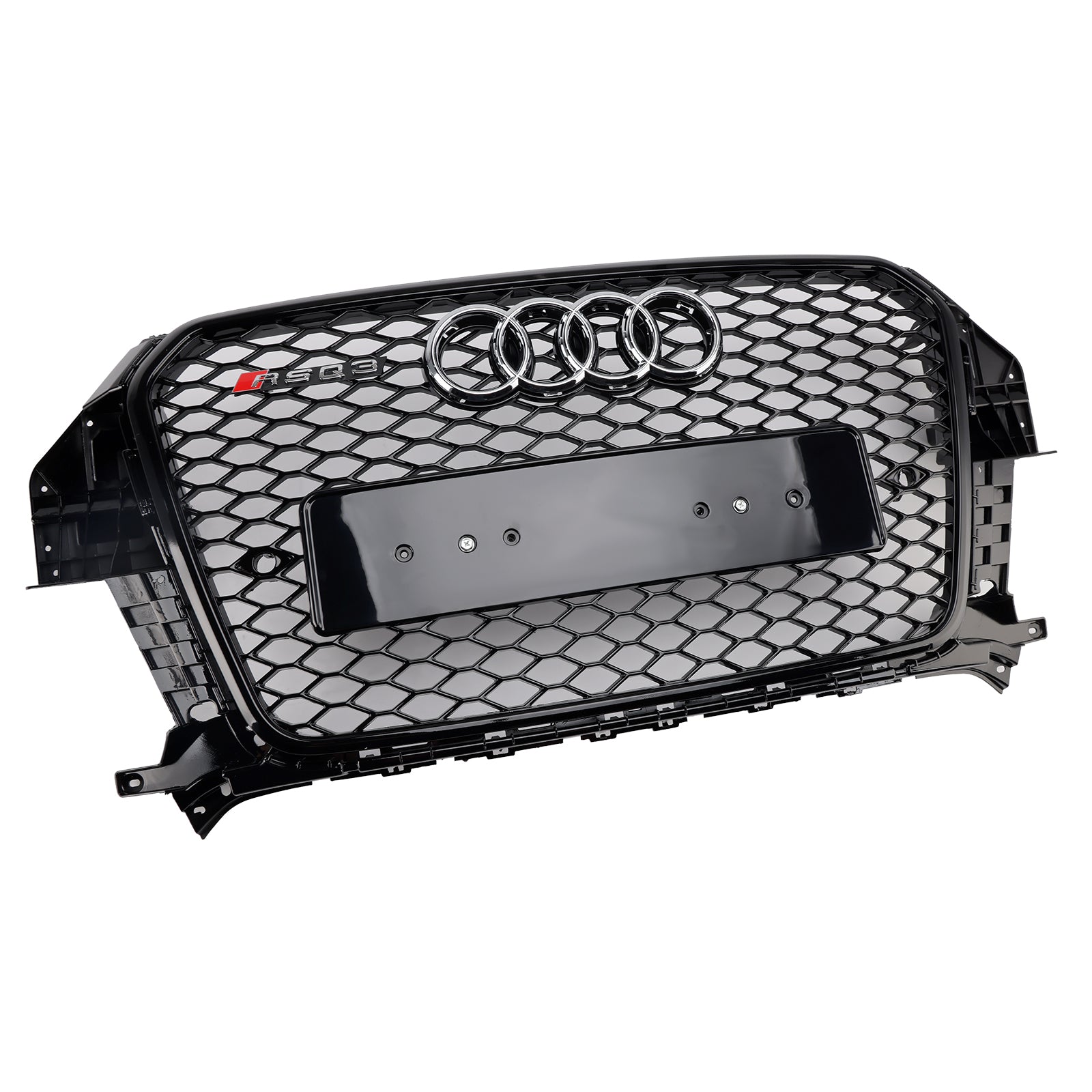 Rejilla de malla de panal delantera estilo RSQ3 compatible con Audi Q3 2011-2015 negro brillante