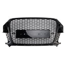 2011-2014 Audi Q3 RSQ3-stijl grille Glanzend zwarte voorbumper Honingraatgrille met ringembleem-9