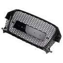 2011-2014 Audi Q3 RSQ3-stijl grille Glanzend zwarte voorbumper Honingraatgrille met ringembleem-10