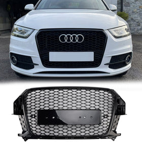 2011-2014 Audi Q3 RSQ3 Style Grille Gloss Black Front Bumper Honeycomb Mesh Grille