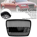 2004-2011 Audi A6 C6 Honeycomb Grill Front Bumper RS Style Black Replacement Grille-4