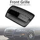2004-2011 Audi A6 C6 Honeycomb Grill Front Bumper RS Style Black Replacement Grille-3