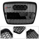2004-2008 Audi A6 C6 Honeycomb Grill Front Bumper RS Style Black Grille With Ring Emblem-5