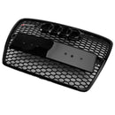 2004-2008 Audi A6 C6 Honeycomb Grill Front Bumper RS Style Black Grille With Ring Emblem-10