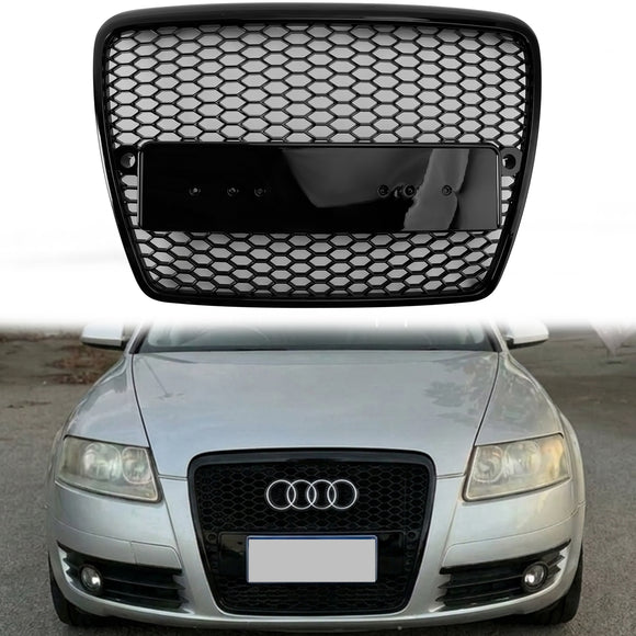 Audi A6 /S6 /A6 Sline C6 2008 2009 2010 2011 RS Honeycomb Front Grill Radiator Mesh Upper Bumper Grille