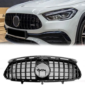 Mercedes Benz GLA AMG Line 2020-2023 Front Glossy Black Grill GTR Style Upper Bumper Panamericana Grille