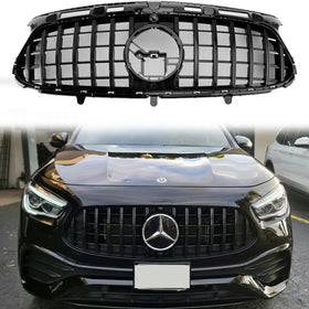 Mercedes Benz GLA AMG Line 2020-2023 Front Glossy Black Grill GTR Style Upper Bumper Panamericana Grille