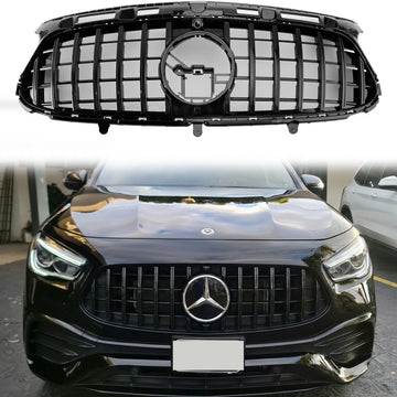 Mercedes Benz GLA AMG Line 2020-2023 Front Glossy Black Grill GTR Style Upper Bumper Panamericana Grille