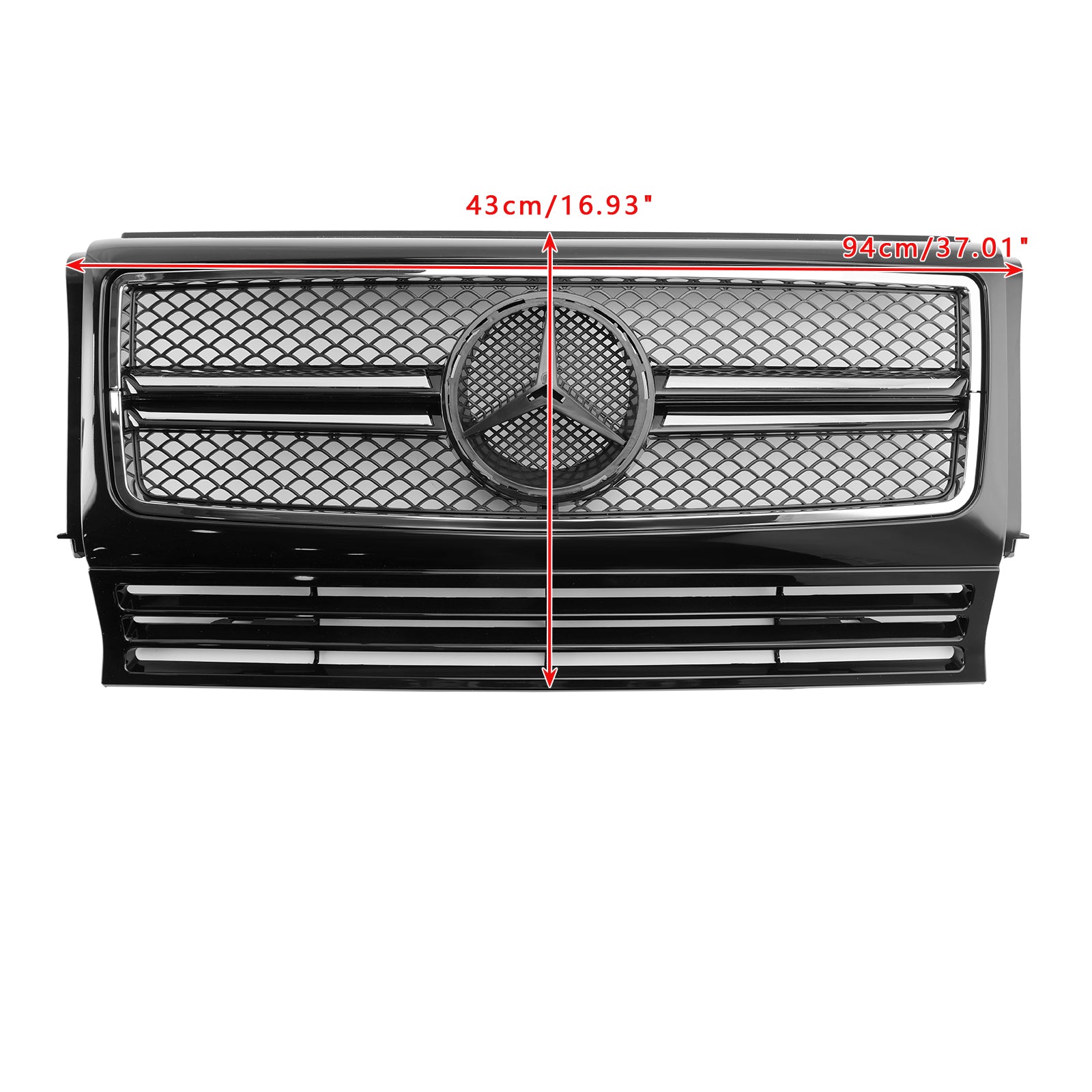 Parrilla delantera cromada negra con estrella para Mercedes Benz Clase G W463 1990-2018