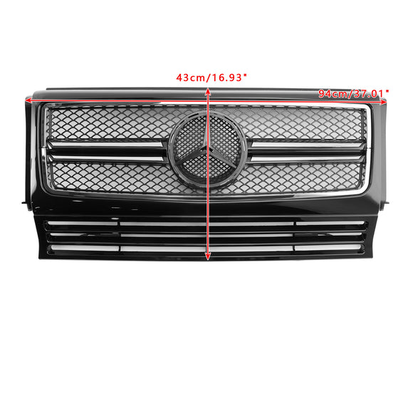 Mercedes-Benz Classe G W463 Grade dianteira cromada/preta com entrada de ar, radiador e para-choque (1990-2018)