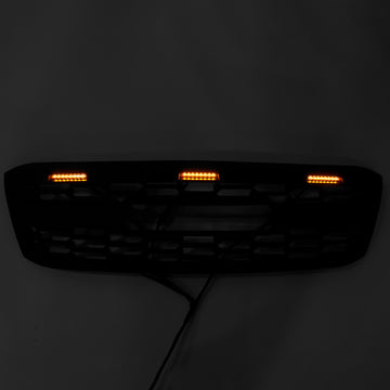 Grade dianteira superior com LEDs para Toyota Hilux N70 2005-2011, na cor preta. & Carta - 0