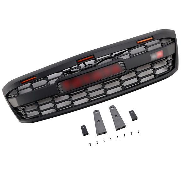 Toyota Hilux 2005-2011 N70 GR Style Grill Parachoques delantero Rejilla de repuesto negra mate con LED + letra roja