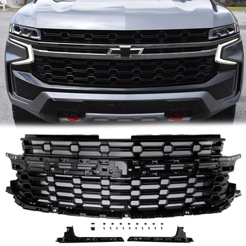 2021-2024 Chevrolet Tahoe/Suburban Z71-stijl voorgrille voorbovenbumper zwart vervangend rooster